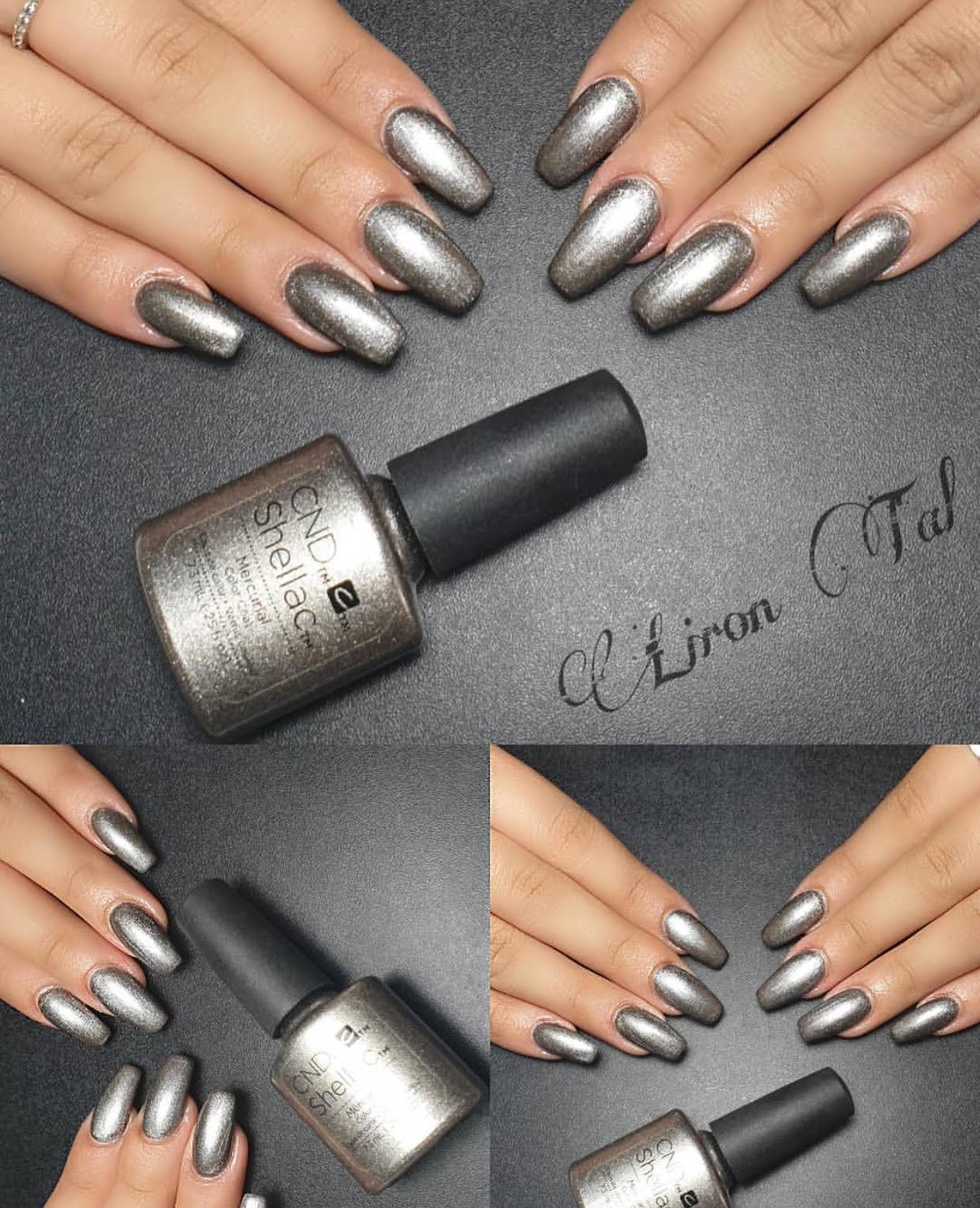 Shellac Mercurial לק ג'ל היפואלרגני בצבע כסף כהה מטאלי אטום | לק ג'ל ...