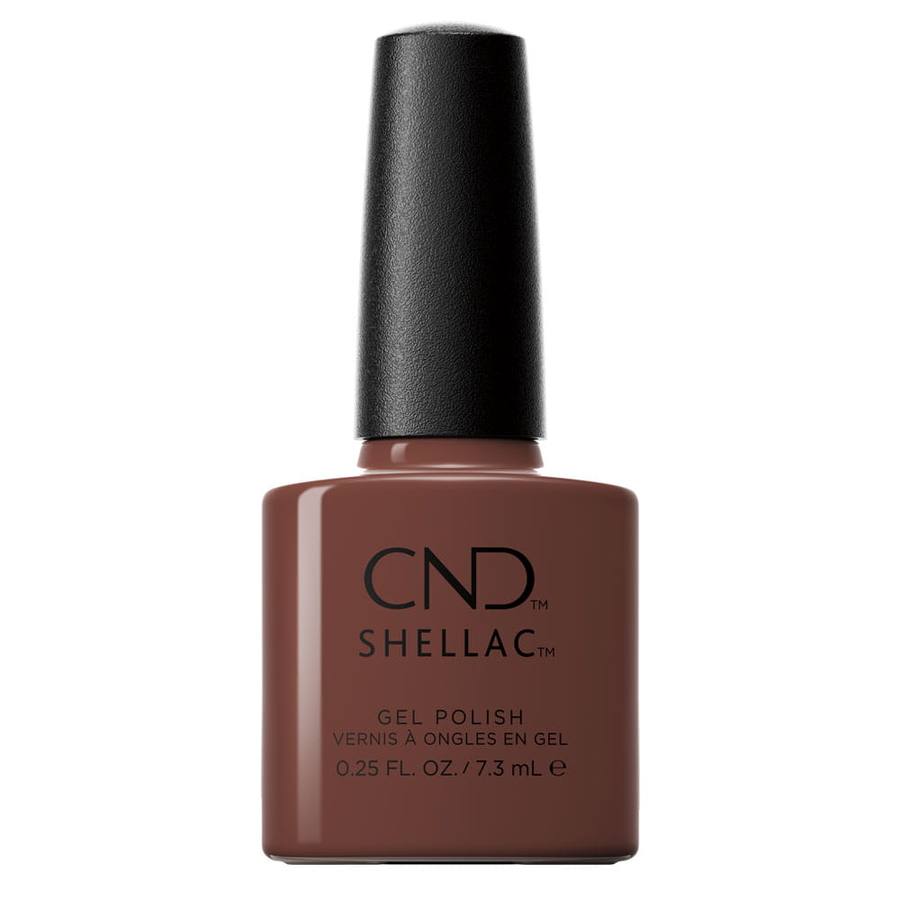 Shellac Toffe Talk לק ג'ל היפואלרגני בצבע חום מעושן כהה אטום Shellac Toffe Talk לק ג'ל היפואלרגני בצבע חום מעושן כהה אטום