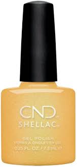 Shellac Sandial it Up לק ג'ל היפואלרגני בצבע צהוב עם שימר ירוק עדין Shellac Sandial it Up לק ג'ל היפואלרגני בצבע צהוב עם שימר ירוק עדין